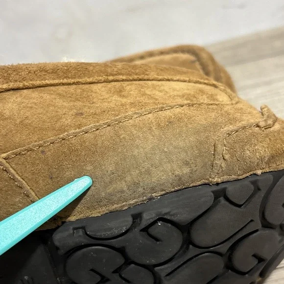 UGG Ascot Mens Approx 10 Chestnut Suede Sheepskin Comfort Slip On Shoes - Picture 9 of 11